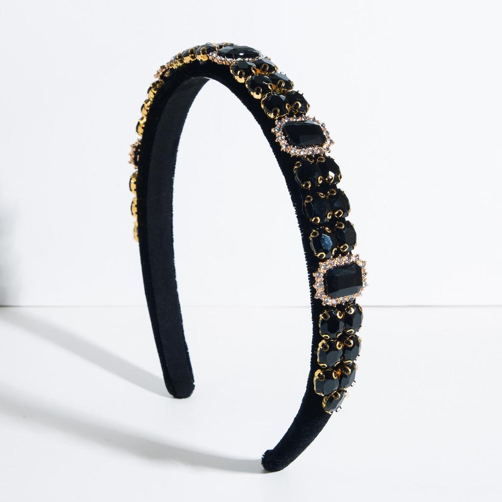 Temperament Hair Band Women Full Diamond Baroque Inlaid Headband