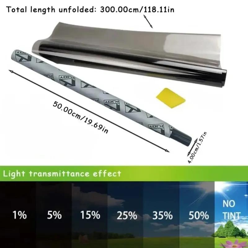 3Mx50CM VLT Schwarze Auto-Fensterfolien Tönungsfolie Haus-Fensterglas Solar-UV-Schutz Aufkleberfolien Perlenbaumwolle Klebekarton PAC