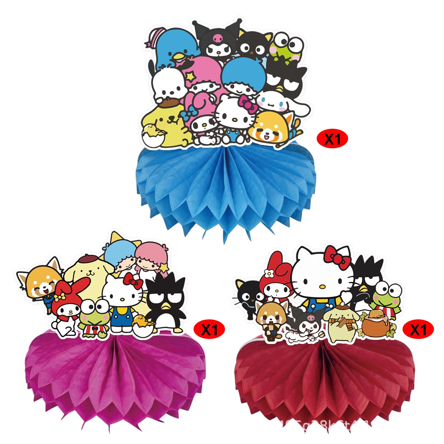 Sanrio Birthday Party Table Decorations with Honeycomb Props