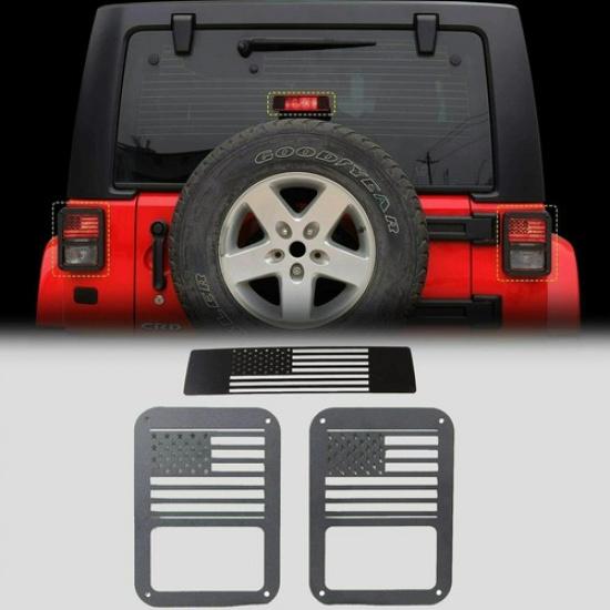 Tail Light Cover Guards & Third Brake Light Cover for Jeep Wrangler JK 2007-2018