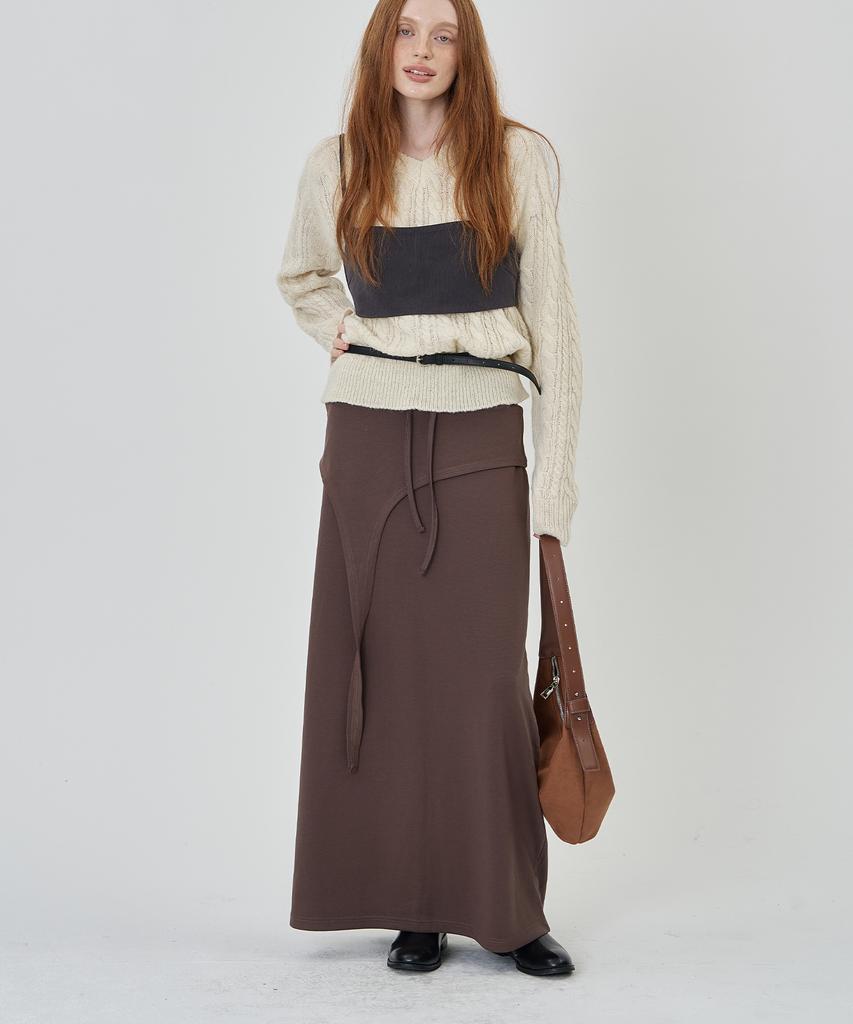 THE-ABON Rope Banding Skirt Black