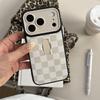 Simple Lattice Hit Color Grid Pattern Phone Case for For Iphone 16 15 14 13 17 Pro Max Invisible Silicone Ring Holder Cover