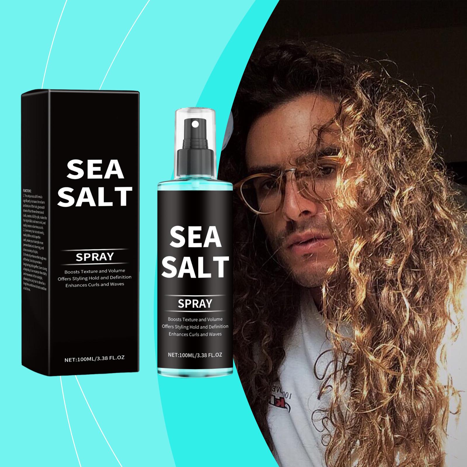 2025 Морская Соль Стайлинг для Кудрявых Волос Эластичный Лак для Волос, Нелипкие Пляжные Волны для Ленивых Кудрей Освежающий Лак для Волос, Лак для Завивки с Морской Солью 100ml