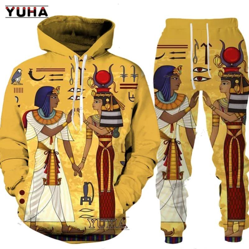 Men's Ancient Egypt Eye of Horus God 3D Print Hoodie Pants Set Women Casual Egyptian Tribal Clothes Hoodie/Trousers/Suits