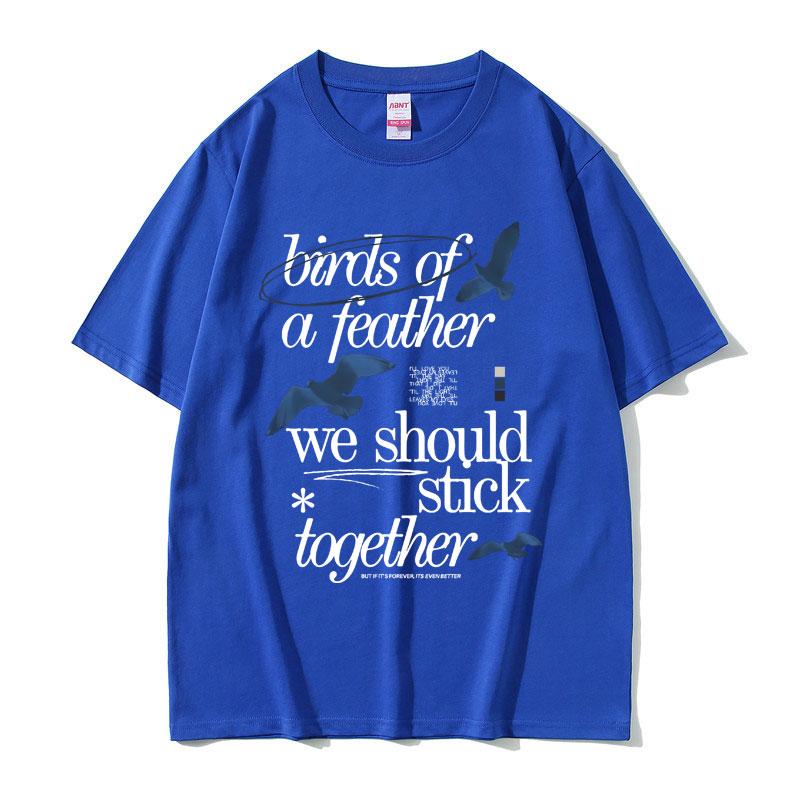 Birds of A Feather Hit Me Hard and Soft Album Print T Shirt Male Casual Oversized Tops Tees Unisex Women Hip Hop Fashion Tshirts