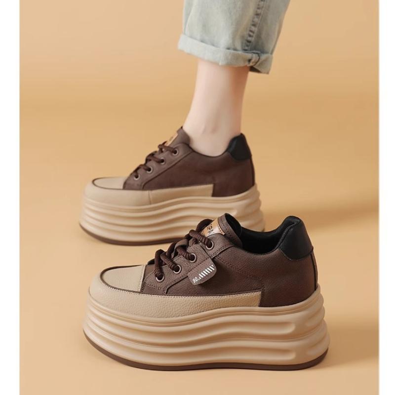 

Кожаная Мягкая Поверхность 8см Увеличение Роста Плоская Обувь Осень и Зима Новая Повседневная Обувь SyfIyno Толстая Подошва Женская Обувь 39 коричневый