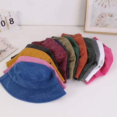 Korean Version Fashionable Rainbow-colored Washed Flat Eave Fisherman's Hat, Plain Plate Solid Color, Breathable Hole Sun Hat