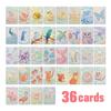 36Pcs Thick Oil Painting Style Animal Cards Cute Hand-drawn Postcard Journal Decor Set