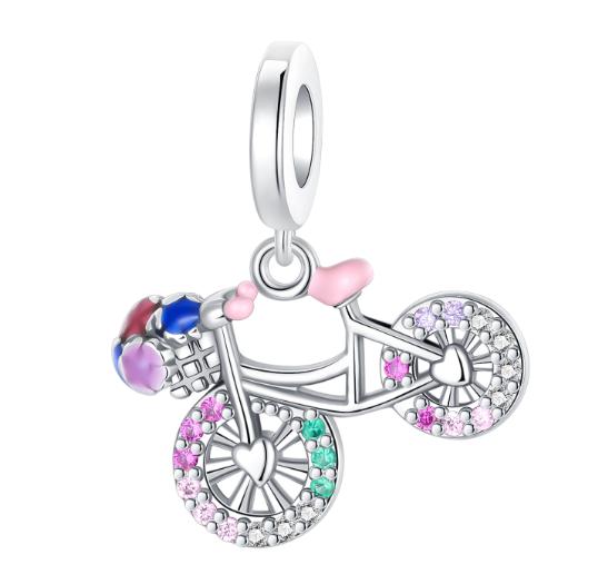 Sweet 925 Silver Car Charms Bicycle Pumpkin Carriage Ring Beads Pendant Fit Bracelet Necklace DIY Jewelry Gift