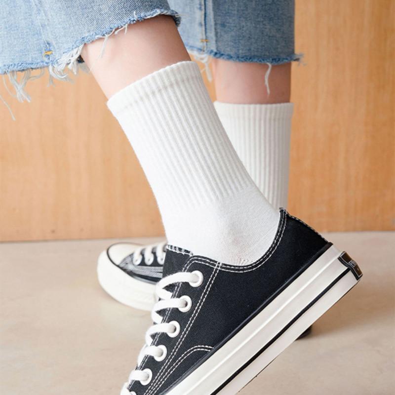 Popular Women 3 Length Crew Ankle Short Cheap Socks White Black Grey Solid Color Daily Work Socks