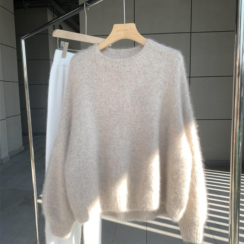 Höst- och vintertröja med rund hals för kvinnor Mode Lös Mjuk Bas Stickade Tröjor Kvinnor Elegant Slim Fit Kontorsdam Tröjor Toppar 25651