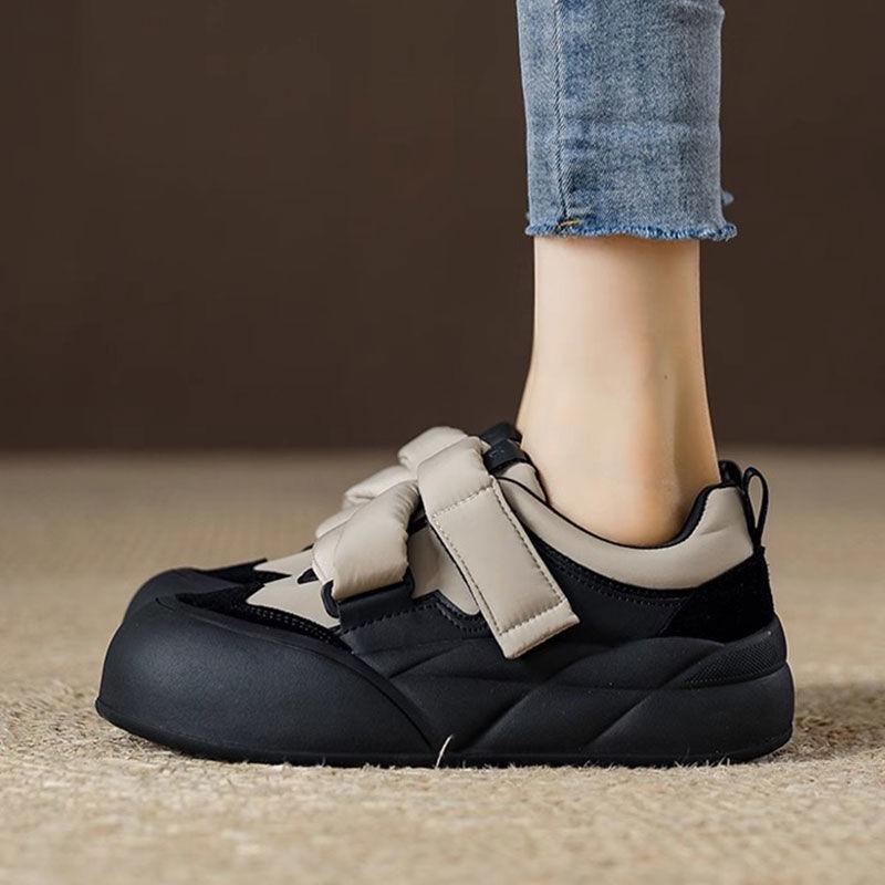 thick-soled Velcro ugly cute big head bread shoes women's autumn new small height increase versatile casual board shoes