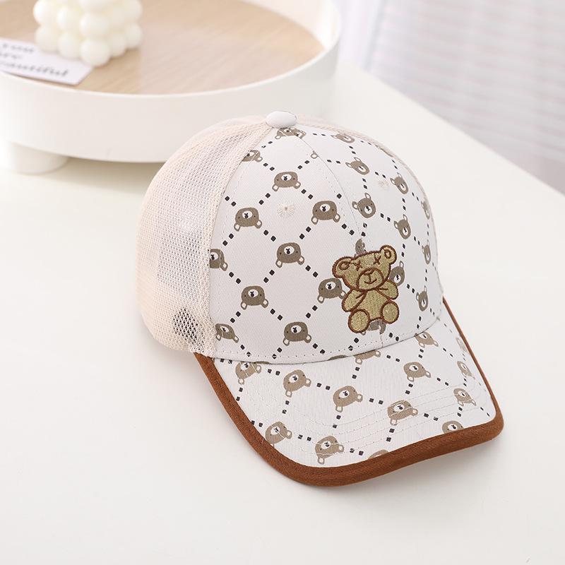 

Outdoor Children Caps Cartoon Little Bear Embroidered Words Baseball Cap Boys Girls Mesh Summer Hats For Kids 3-8 Years 52-54CM