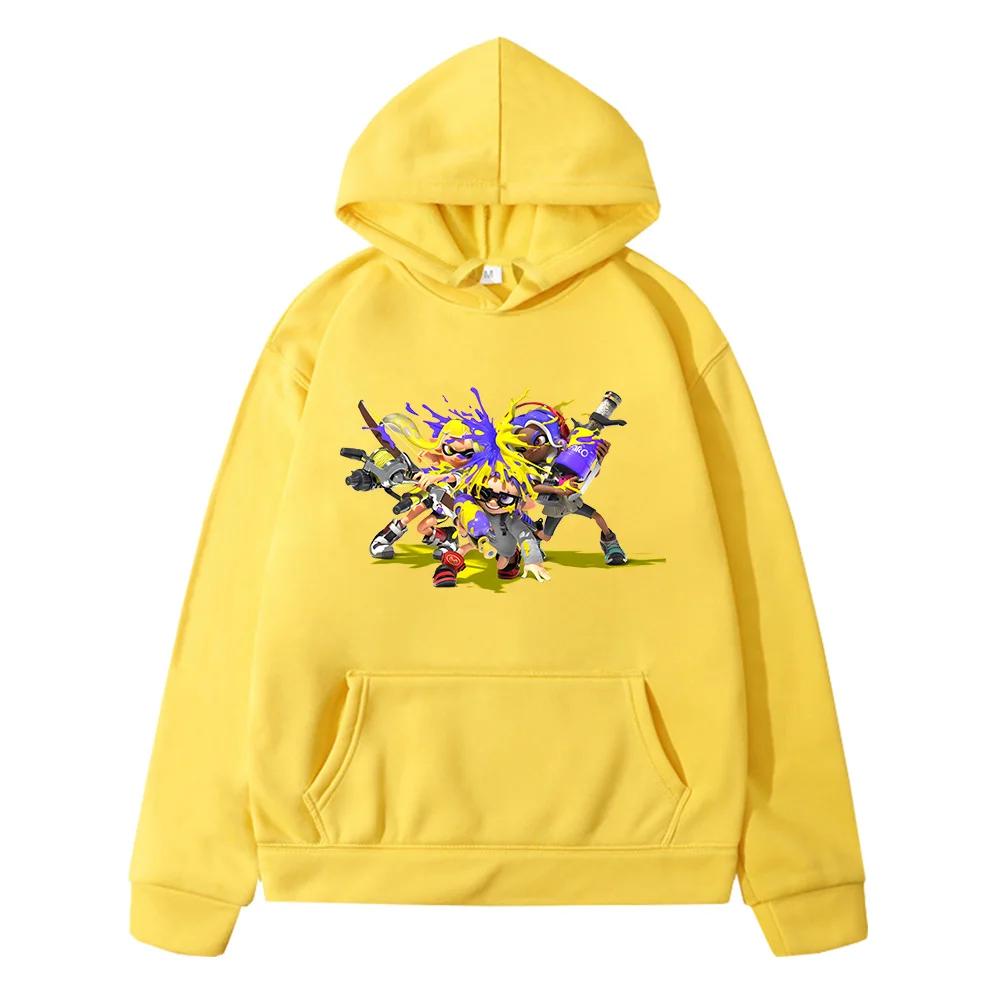 Splatoon 3 Game Cartoon Hoodies Sudaderas Long Sleeve Boys Girls Winter Sweatshirts Hooded Soft Children Kawaii Clothing Casual pullover