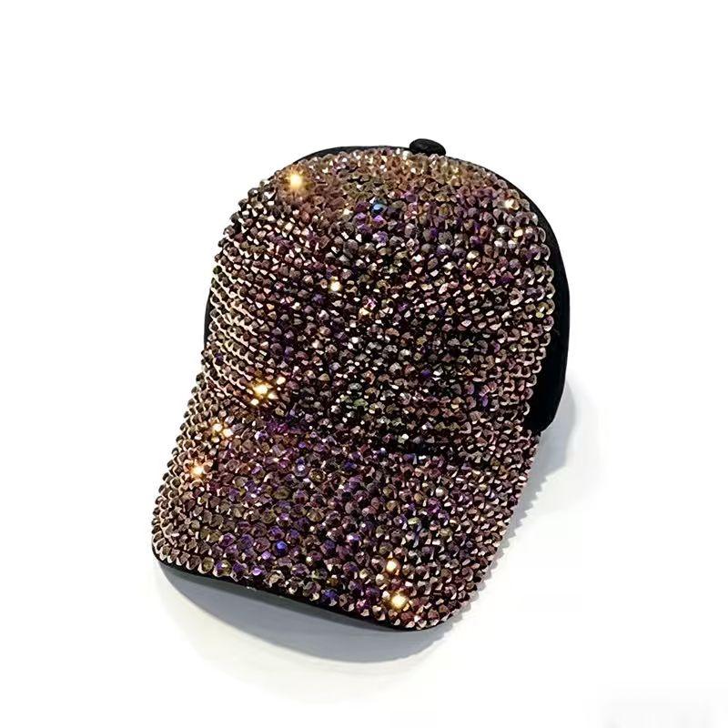Adjustable Rhinestone Baseball Cap, Bling Sparkling Glitter Sun Hat for Women, Casual Outdoor Party Cap
