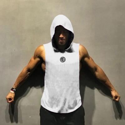 Sommer Herren Baumwolle Atmungsaktiv Schweißabsorbierend Sport Kapuzenweste Fitness Locker Ärmelloses T-Shirt