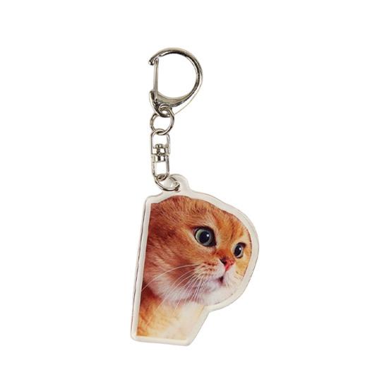 Cartoon Cat Keychain Pendant 2D Acrylic Thick Sling Lobster Clasp Keyring Car Bag Accessories Christmas Party Gift