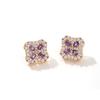 Trendy Four-Leaf Clover Earrings with Colorful Zircon and Gold-Plated Copper, featuring a Full Yellow Diamond Design for Elegant Ladies.