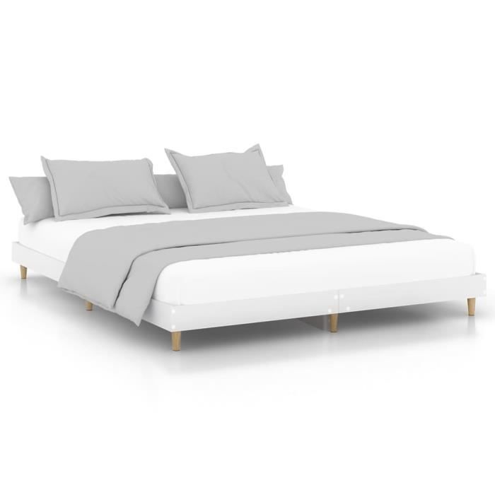 VidaXL Cadre de lit blanc 140x200 cm bois d'ingénierie 832037