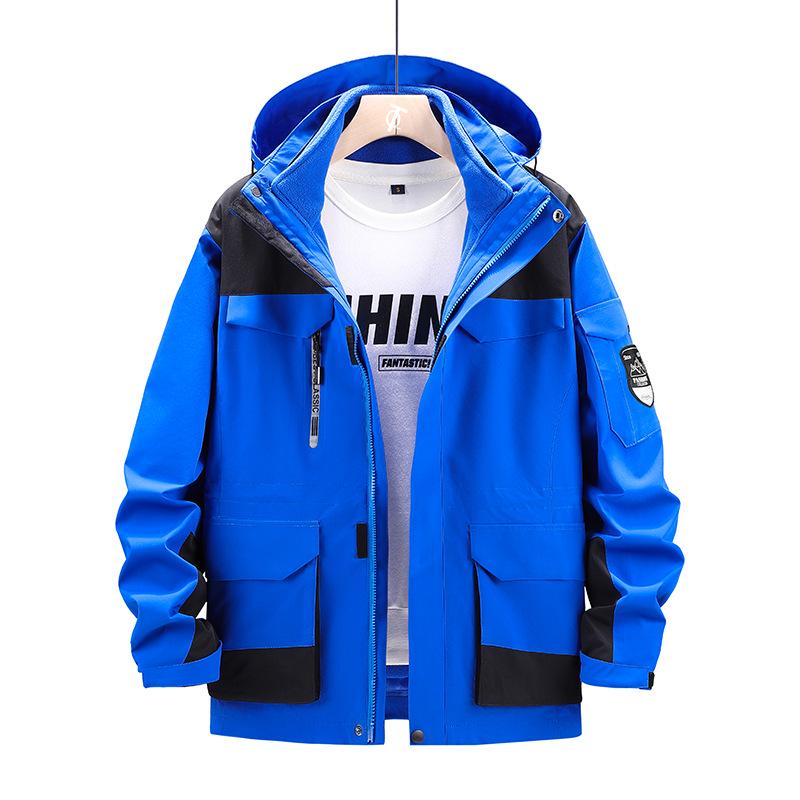 2023 European Winter Plus Size Waterproof Windproof Hooded Outdoor Two-piece Climbing Set