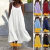 2024 Summer European and American New Ruffled Solid Color Long Dress Sleeveless, Loose Spaghetti Strap Gown Summer Dress