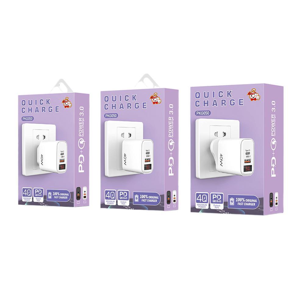 Digital Display Type-C and USB Charger with Screen - Smart EU/US Charging Head
