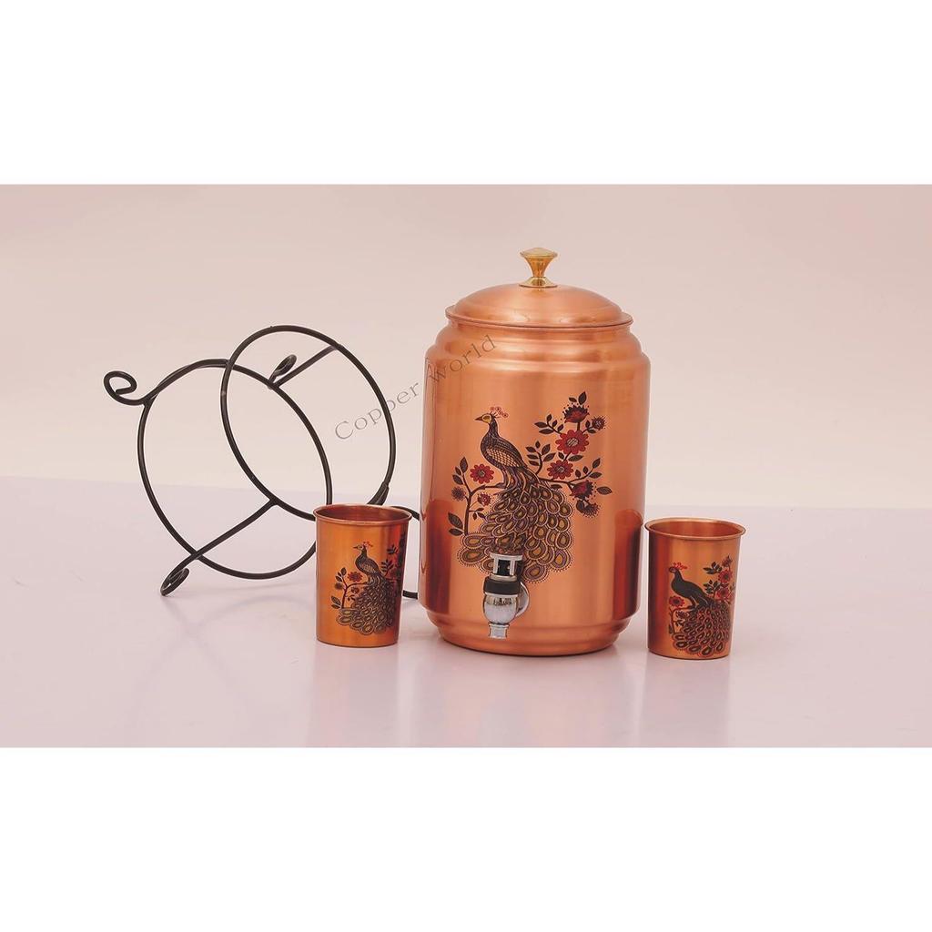 Vattendispenser i koppar med ställ & 1 kopparglas -5000 ML