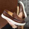Men's Casual Shoes Embossed Leather Men Classic Buckle Horsebit Loafers Mens Slip-on Board Shoes Outdoor Flats New