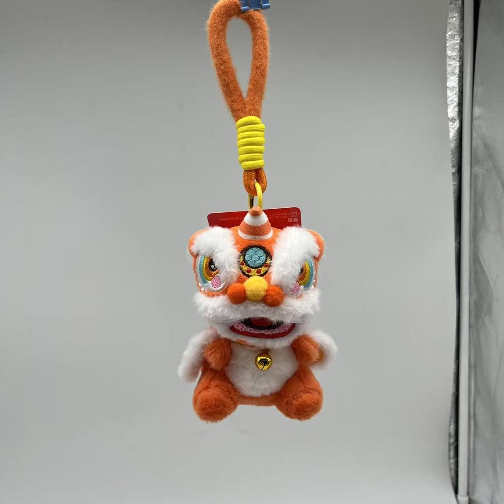 New Year Plush Lion Figurine With Embroidered Features For Chinese Festival Decor