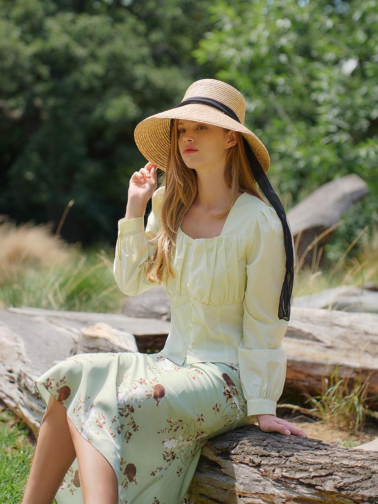 Laengaenlu Clarinda Square Neck Blouse(Clarinda)_Lemon