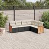 Vidaxl 6-Cz. Tuinmeubelset met Kussens, Zwart Polyrattan