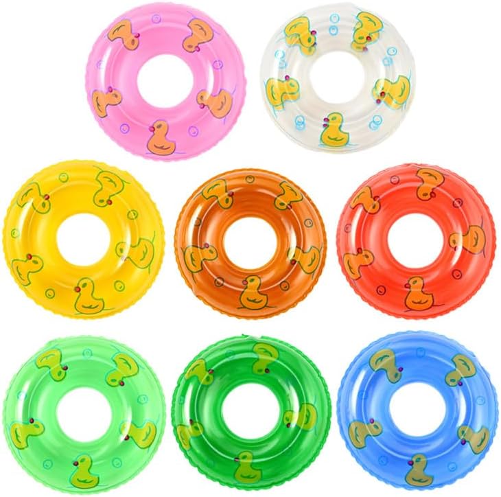 

Mini Inflatable Swim Rings, 8pcs Tiny Bathtub Float Pool Accessories Decorative Photography Props Beach Ornaments (3.54 Inch) United States