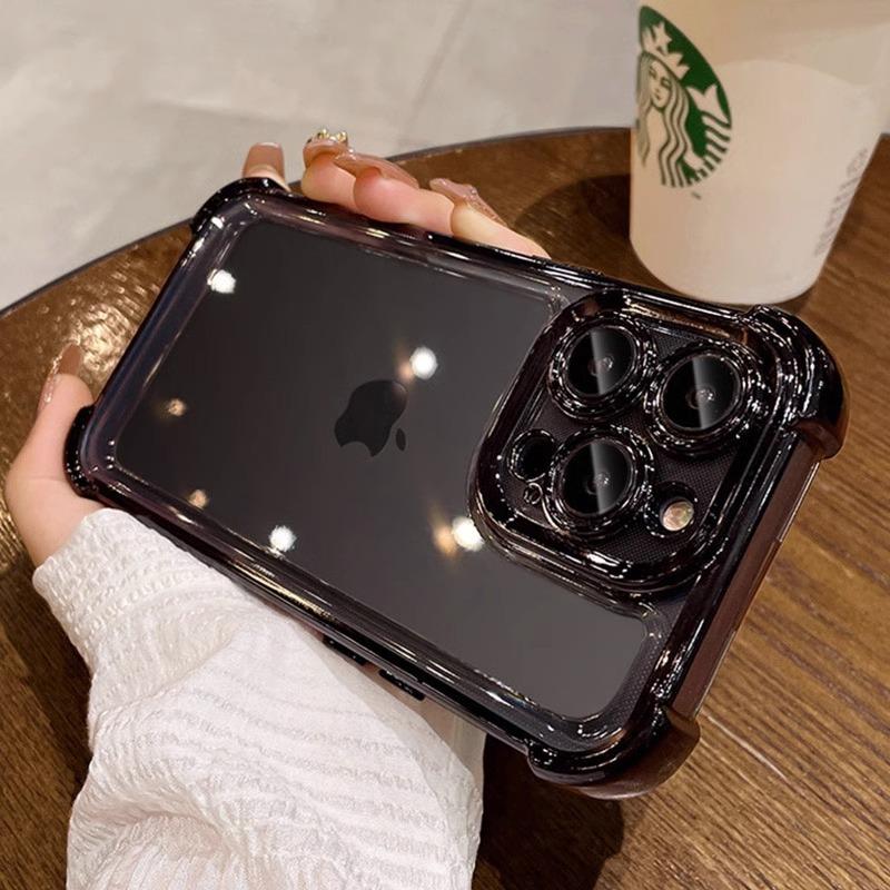 Applicable to apple 16promax airbag anti-drop electroplating tpu mobile phone case iphone15 with lens film 143 soft cover