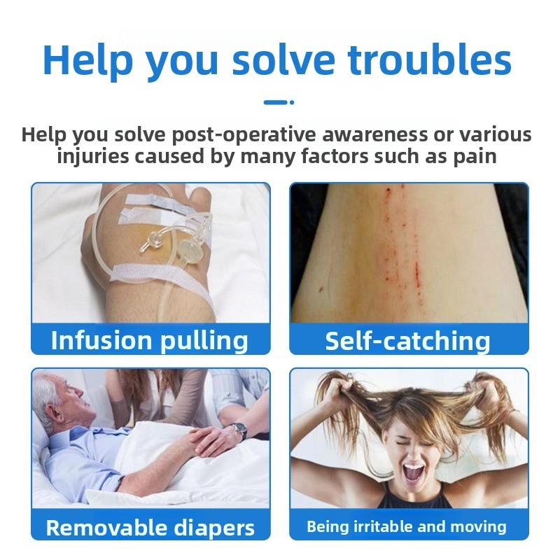 Breathable Self Injury Prevention Hand Fixed Restraint Glove Patient Safety Hand Control Gloves Adjustable For Elderly Disabled