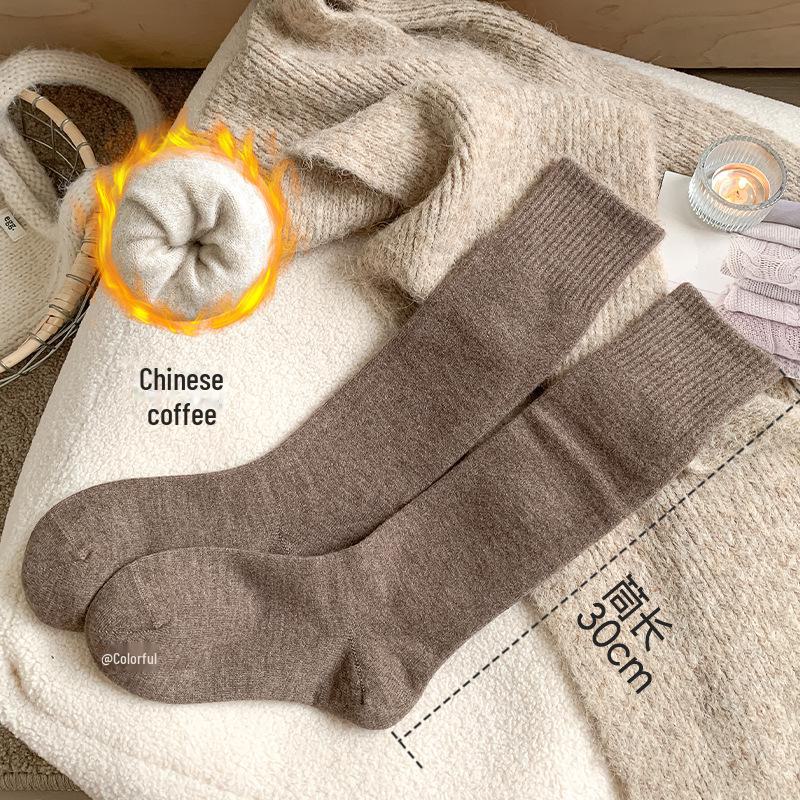 Women's Autumn & Winter Thick Wool Non-Slip, Boneless, Anti-Pilling High-Tube Calf Socks