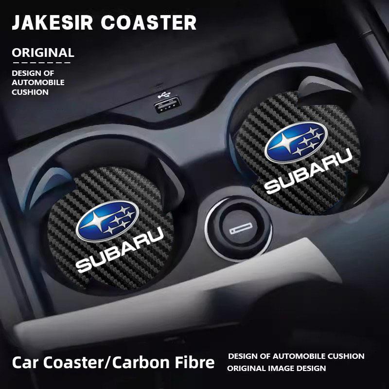 2Pcs Car Emblem Anti-Slip Pad Water Cup Holder Drink Coaster For Subaru STI Impreza Legacy WRX BRZ Forester XV Outback Crosstrek Z10