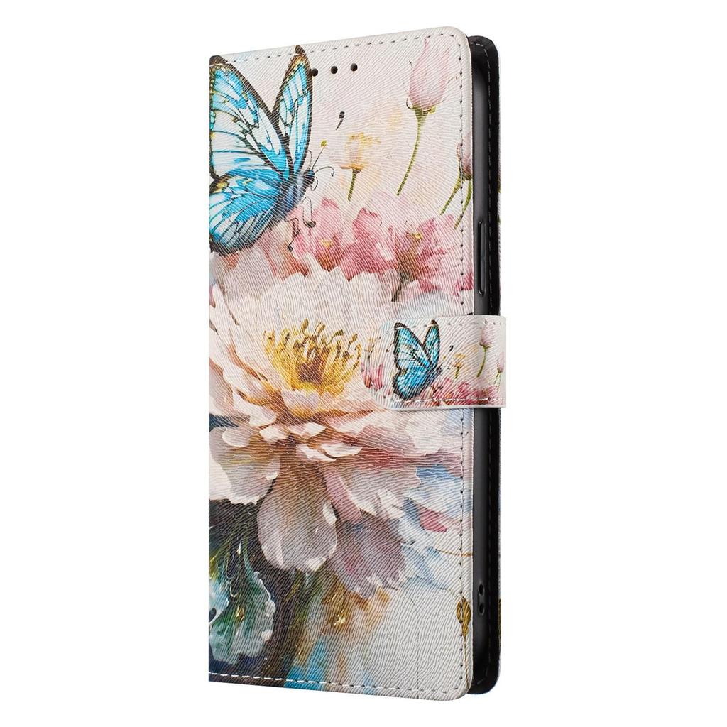 Oukitel C26 Painted Flowers Cartoon Flip Case with Card Slots for C5 2025