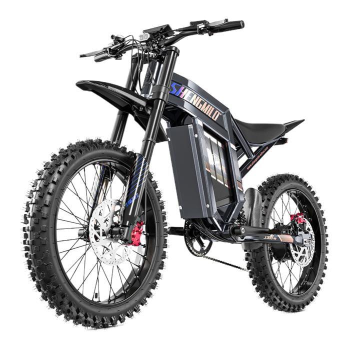 Bicicletta Elettrica - Shengmilo S900 Pro - Motore 3000W - e-bike full-suspension - Batteria Rimovibile 60V35Ah - Autonomia 90km, Nero