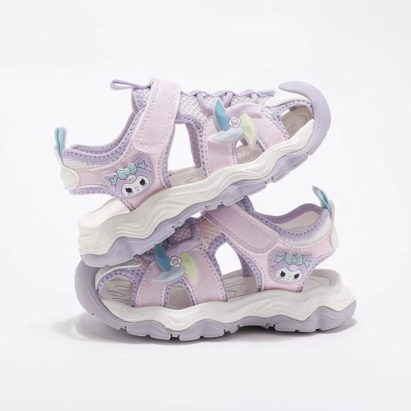 Girls Open Toe Sandals With Adjustable Strap PU Mesh Beach Shoes Kids 4-16 Years