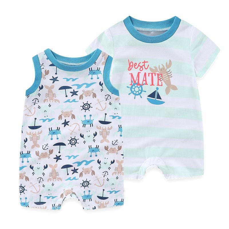 2 Pieces Baby Boy Girl  0-9months Casual Fashion Prints Sleeveless Baby Onesies  Four Seasons