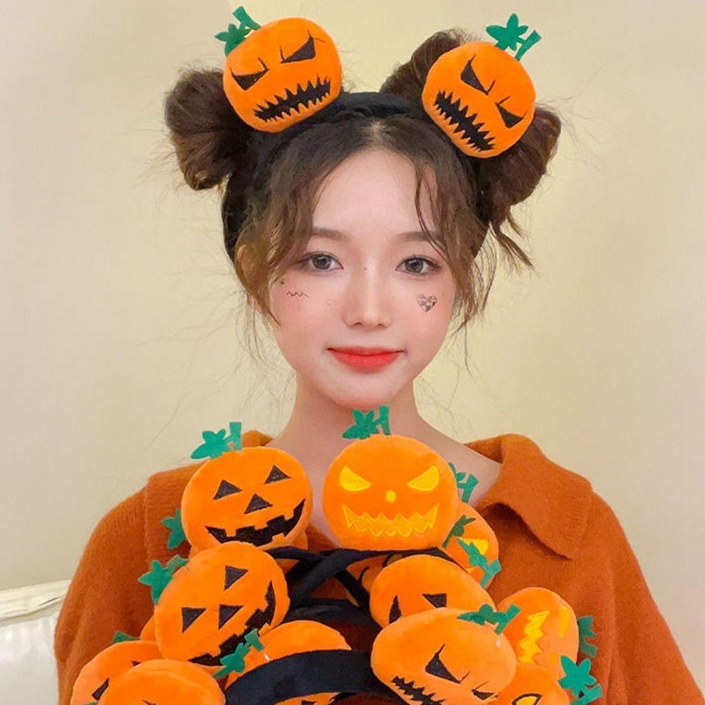 Yellow Plush Hairband Hair Hoop Skull  Headband Funny Halloween Pumpkin Headband  Men