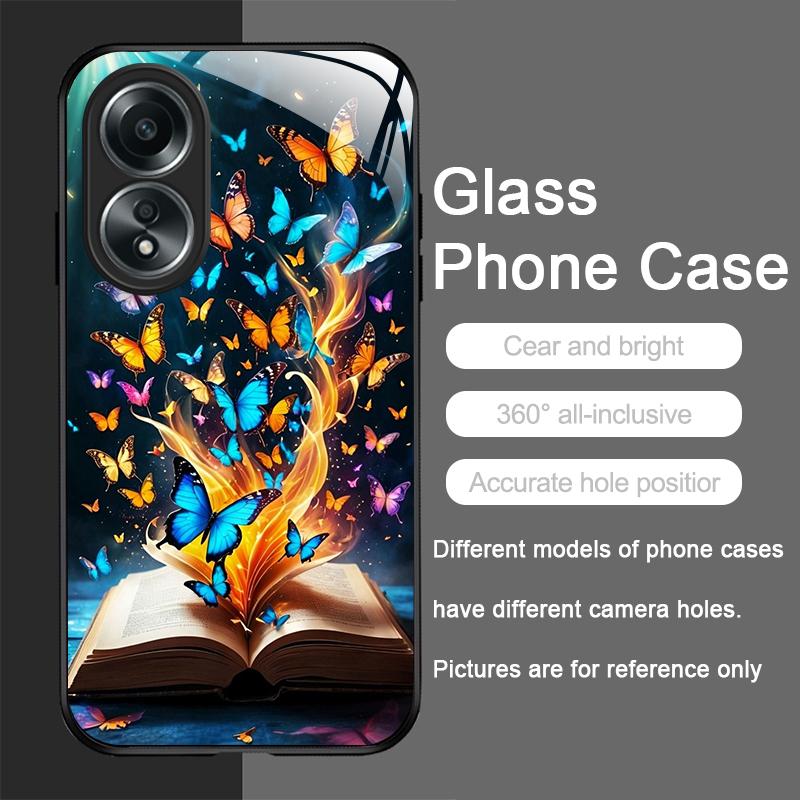 

Beautiful Forest Butterfly Book Printed Tempered Glass Phone Case for OPPO Realme 14 13 Pro Plus 12 11 10 Neo 3 X7 PRO C75 Cover Realme 14 Pro+