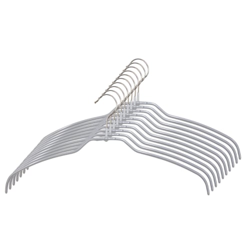 MAWA [MAWA x seiei Original Laundry Hanger, Silhouette Silver, 10-Piece Set, 120147] seiei Original MAWA Hangers: Non-Slip Hangers with Stainless Stee