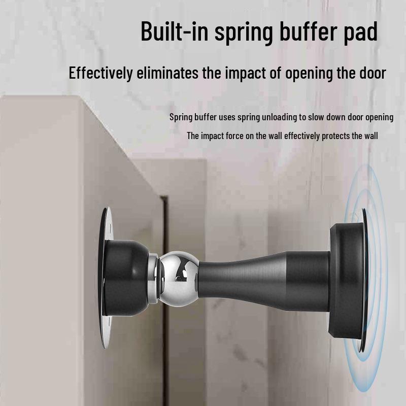 Magnetic Stainless Steel Door Stopper - Anti-Collision Wall Mount, No-Drilling, Strong Magnet for Indoor Use.