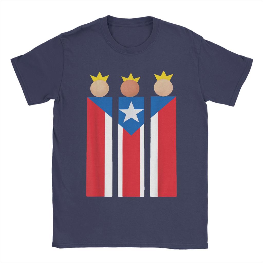 Men Puerto Rican Three Kings Flag Epiphany T Shirts Reyes Magos Clothing Funny Short Sleeve Round Neck Tees Graphic T-Shirt