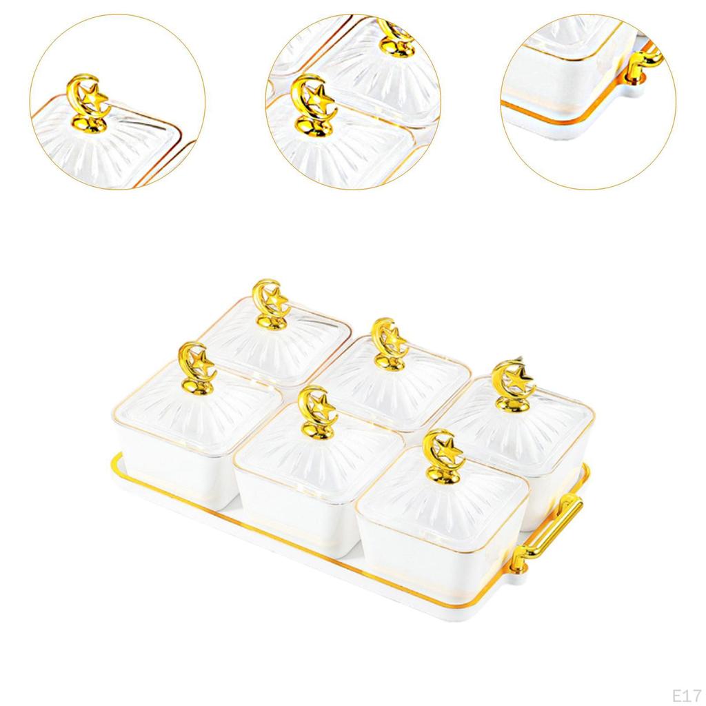 Divided Serving Bowl, Appetizer Plate, Multi-purpose Candy And Nuts Bowl with Lid, Dry Fruit Tray