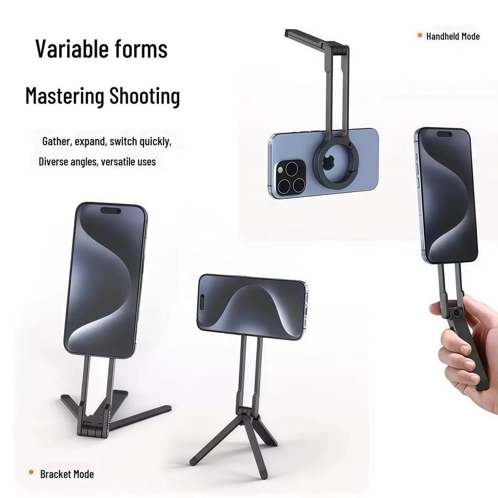 Magnetic Phone Holder & Foldable Tripod for Climbing, Live Streaming & Shooting