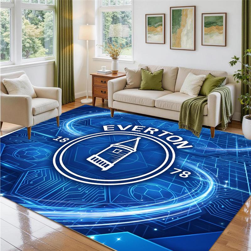 Everton Football Design Crystal Velvet Rug Soft Decorative Mat for Bedroom Entrance