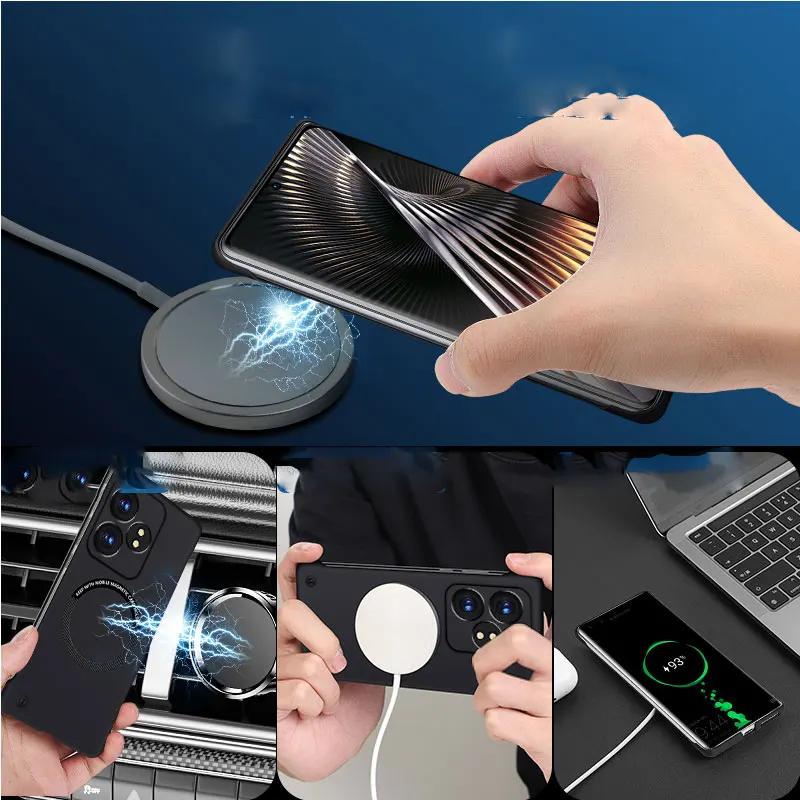 For Magsafe Magnetic Cover for POCO F6 Pro Slim Frameless Hard PC Back Cover Wireless Charging Case for POCO X6 Pro