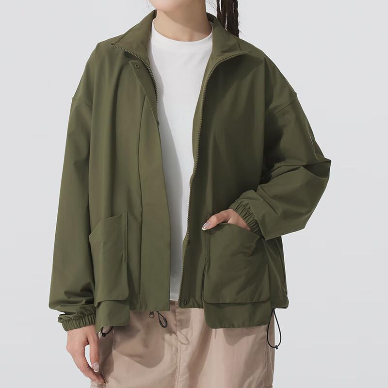 Under Armour Urban Outdoor Series Comfortable Workwear Stand Collar Pocket Sports Casual Jacket Women jackets Olive-Green 1389309-390
